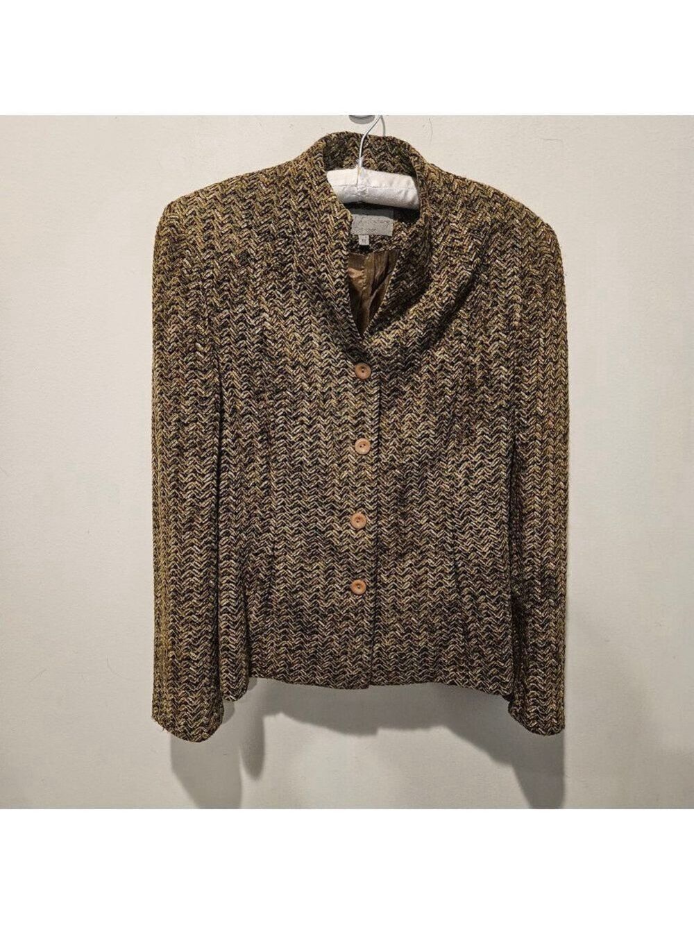 Women's Emil Rutenberg Collection VTG Tweed Blazer M Brown Green Creme Burgandy